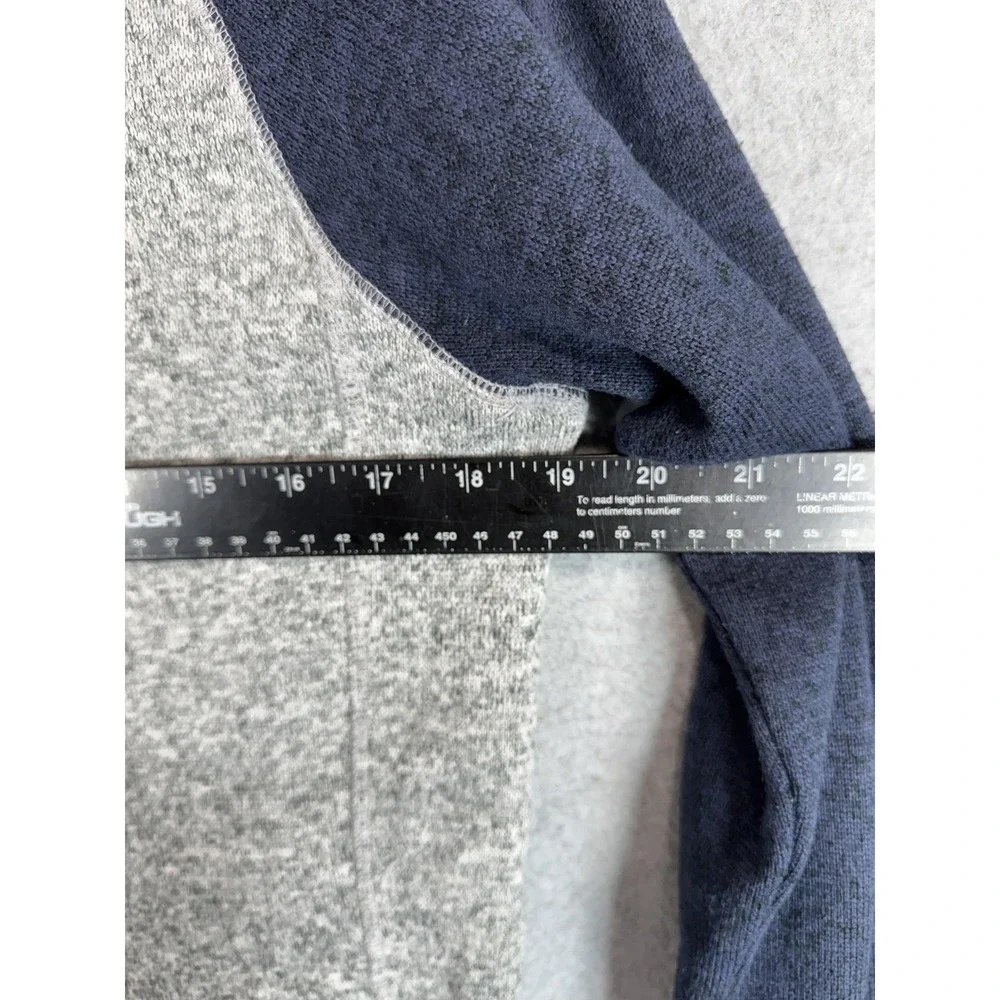Sonoma Pullover Sweater Mens Small Gray Navy Blue Mock Neck Fleece Knit Warm